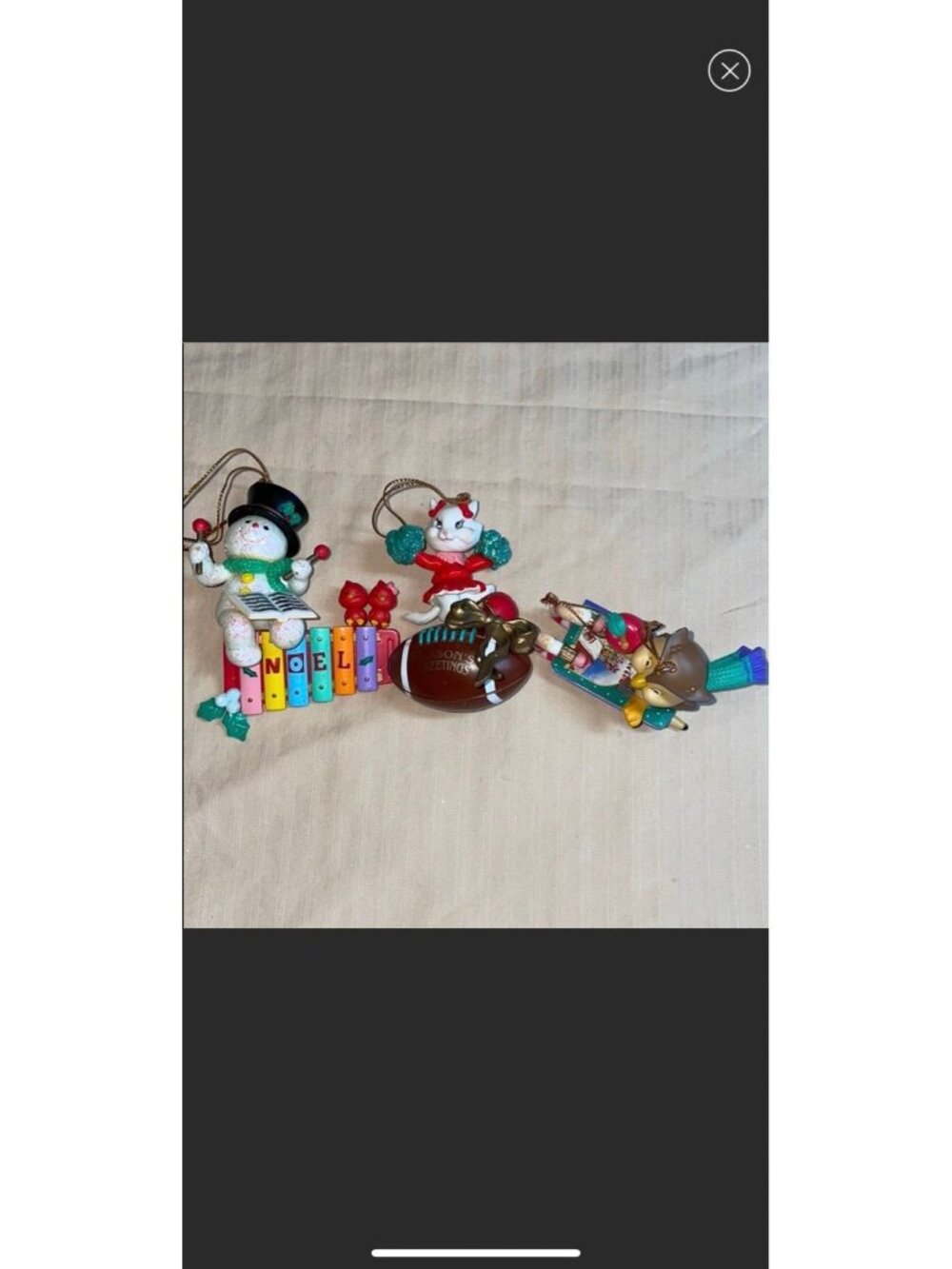 Vintage Lustre Fame LTD Christmas ornaments, Snowman, Cat Cheerleader, Owl Teach